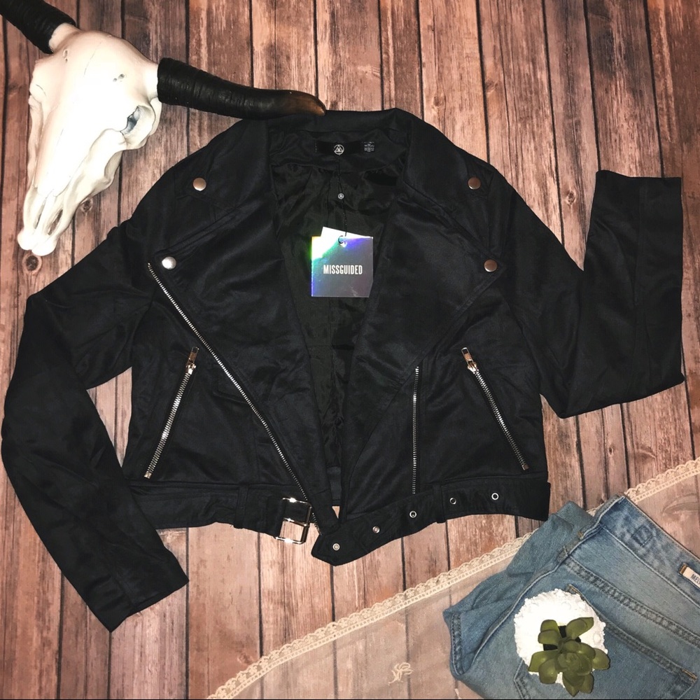 Missguided Black Suede Moto Jacket